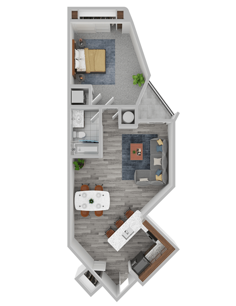 Vista 01 1 Bed 1  Bath 673 Sq. Ft. at Vista Condominiums, Kansas City, KS 66103